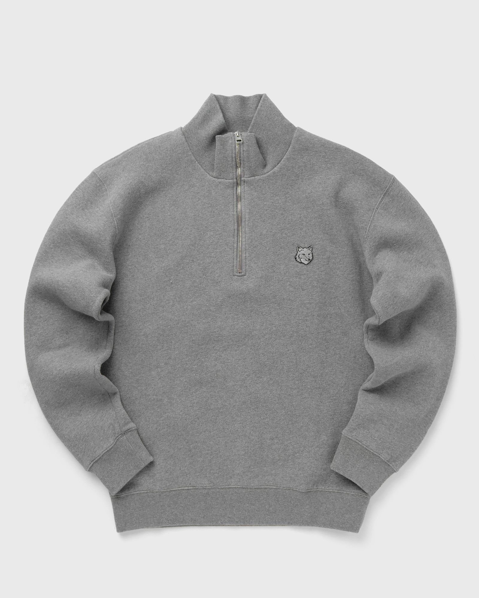 Maison Kitsune BOLD FOX HEAD PATCH COMFORT HALF ZIP SWEATSHIRT men Half-Zips grey in Größe:L von Maison Kitsune