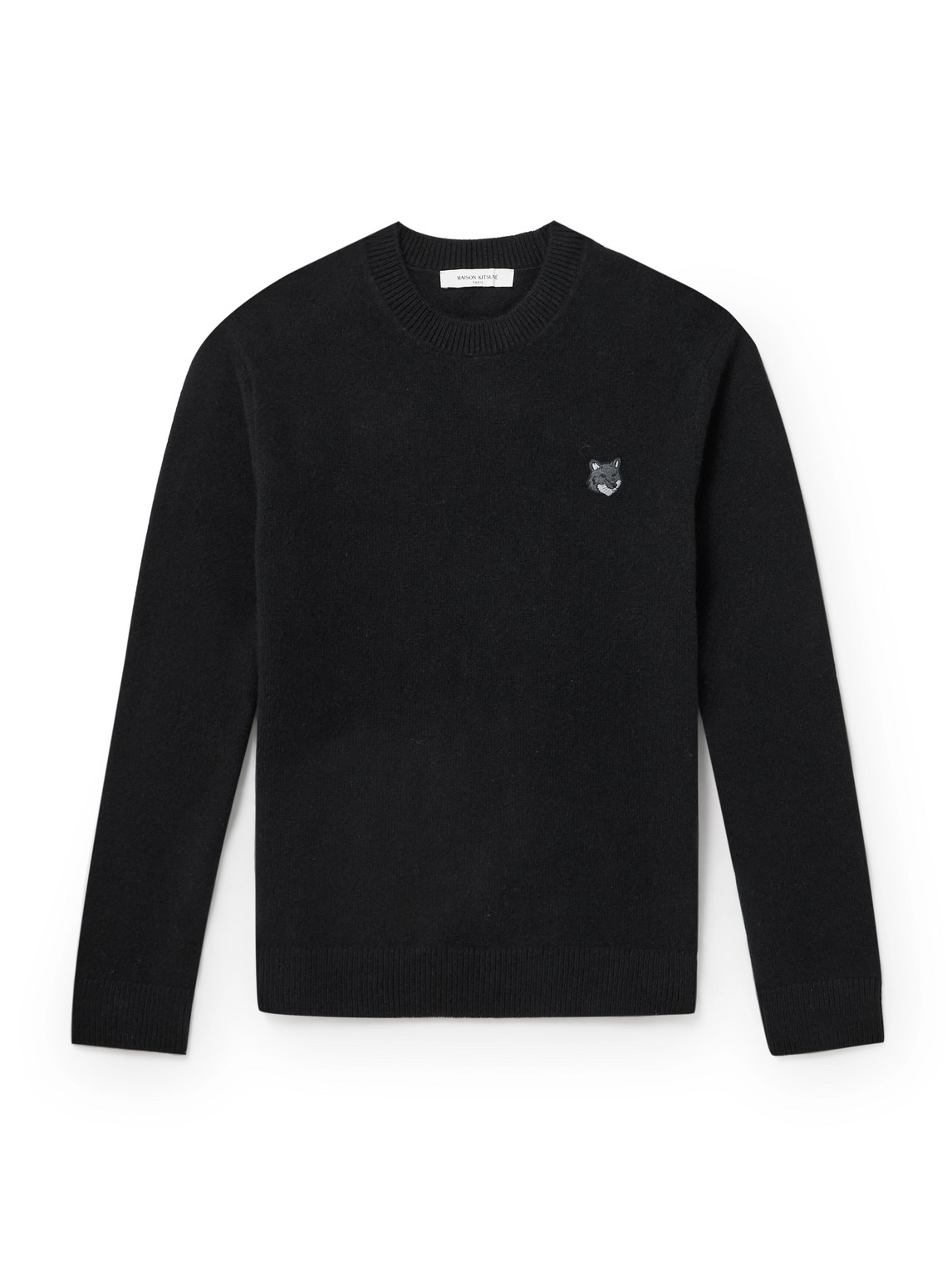 Maison Kitsuné - Bold Fox Head Logo-Appliquéd Wool Sweater - Men - Black - M Maison Kitsuné - Bold Fox Head Logo-Appliquéd Wool Sweater - Men - Black - M von Maison Kitsuné
