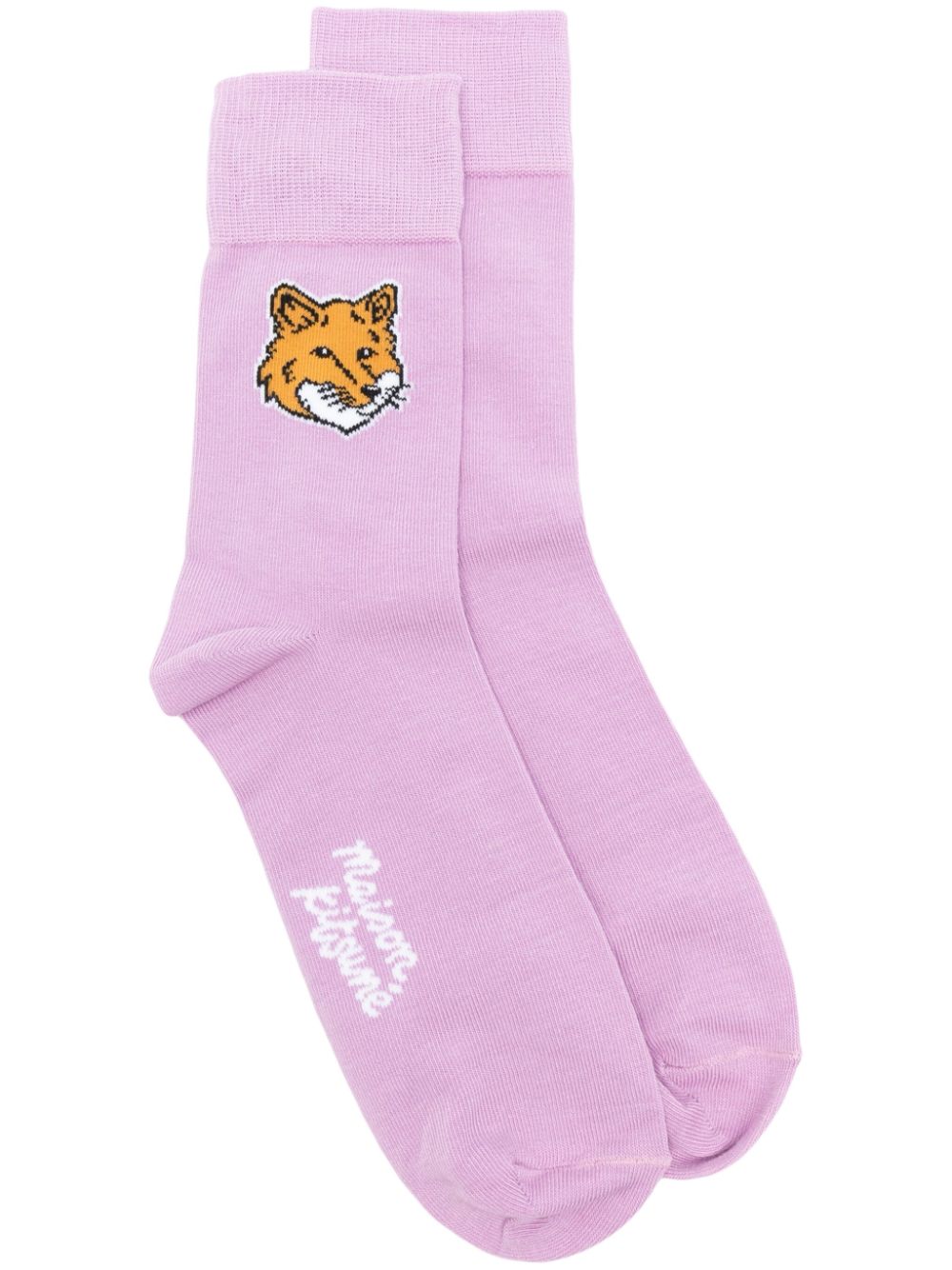 Maison Kitsuné Fox Head Socken mit Logo-Intarsienmuster - Violett von Maison Kitsuné