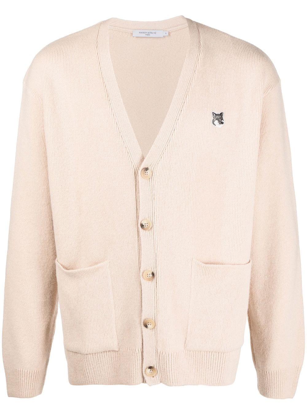 Maison Kitsuné Cardigan mit Fuchs-Patch - Nude von Maison Kitsuné