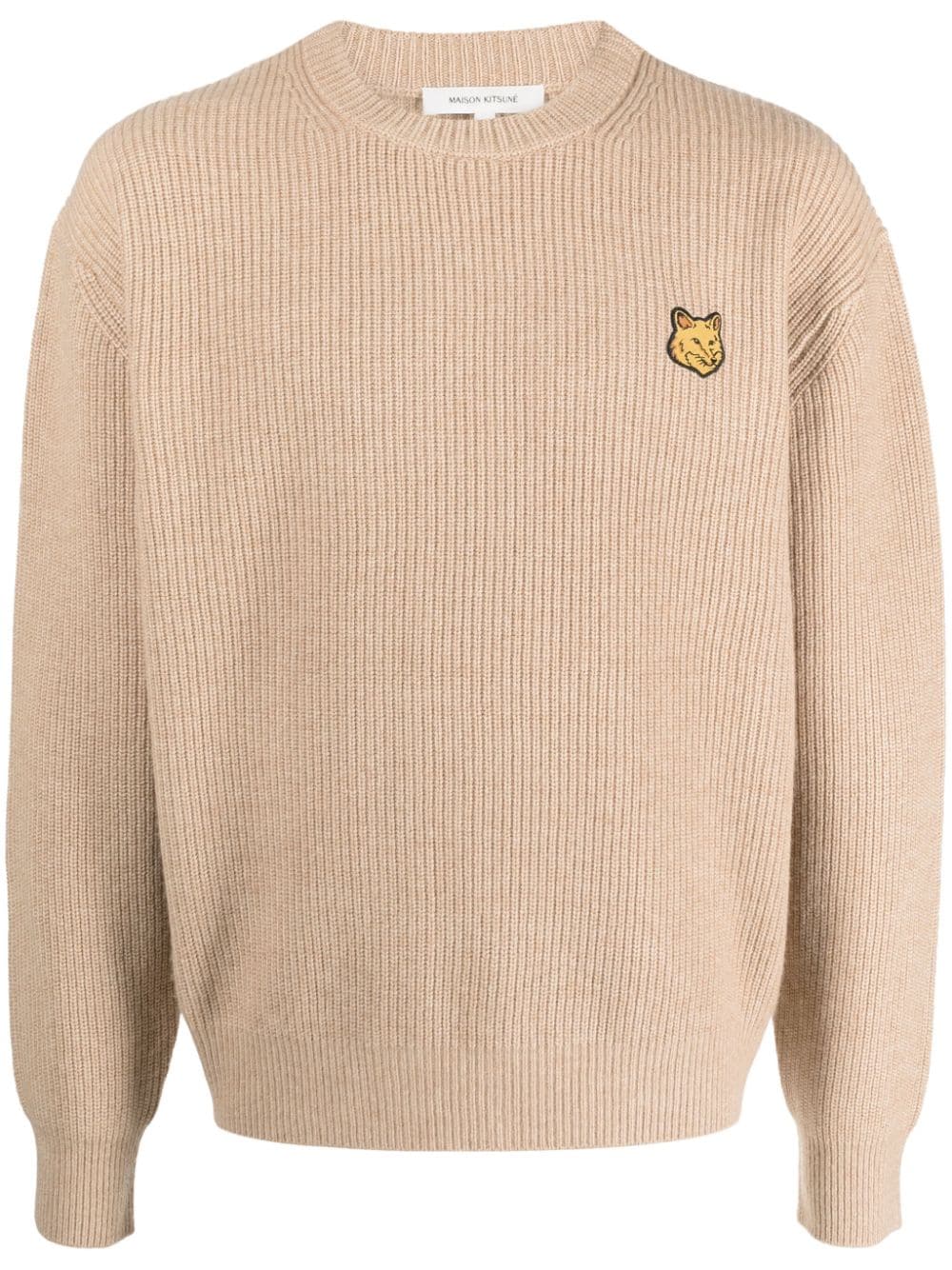 Maison Kitsuné Gerippter Pullover mit Fuchs-Patch - Nude von Maison Kitsuné