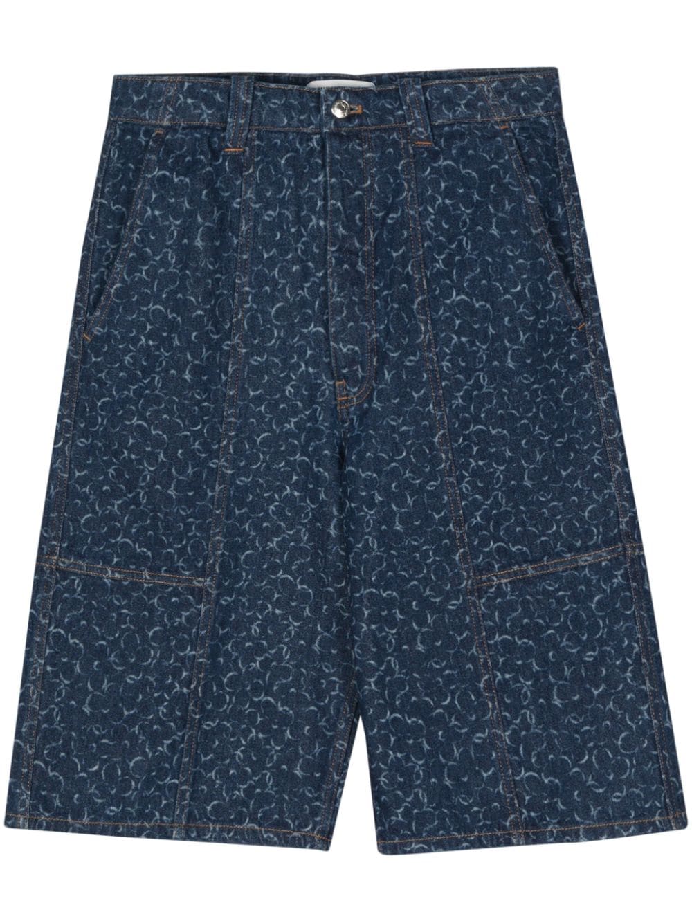 Maison Kitsuné Jeans-Shorts mit Blumen-Print - Blau von Maison Kitsuné