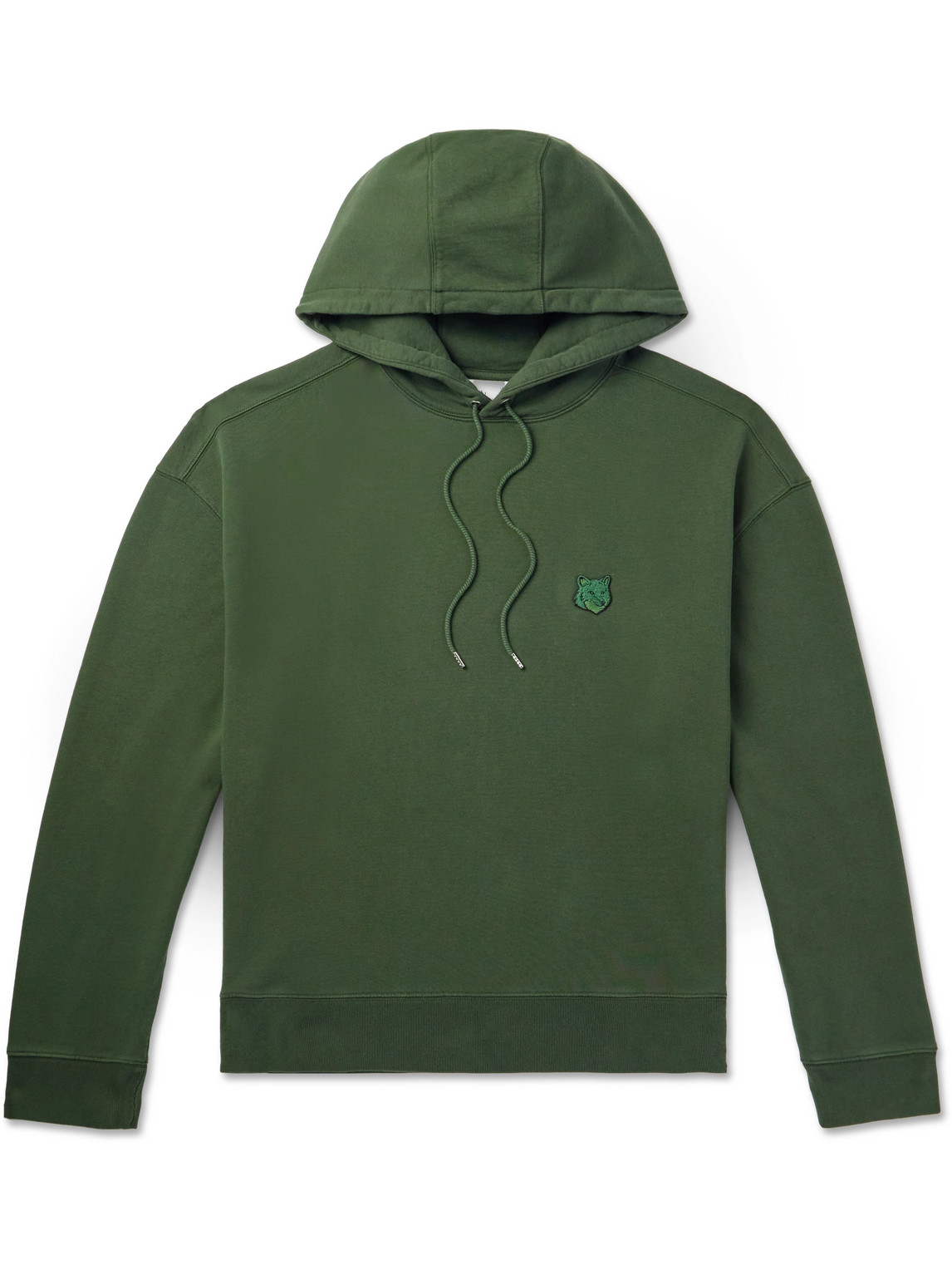 Maison Kitsuné - Logo-Appliquéd Cotton-Jersey Hoodie - Men - Green - M Maison Kitsuné - Logo-Appliquéd Cotton-Jersey Hoodie - Men - Green - M von Maison Kitsuné