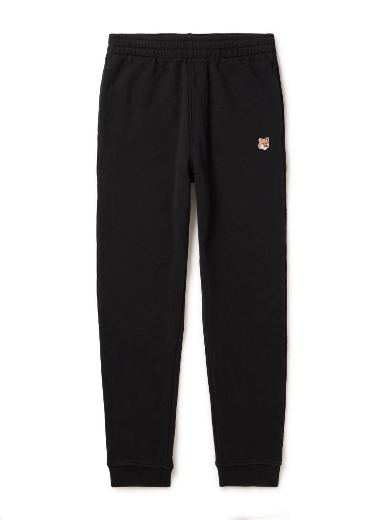 Maison Kitsuné - Logo-Appliquéd Cotton-Jersey Sweatpants - Men - Black - S von Maison Kitsuné