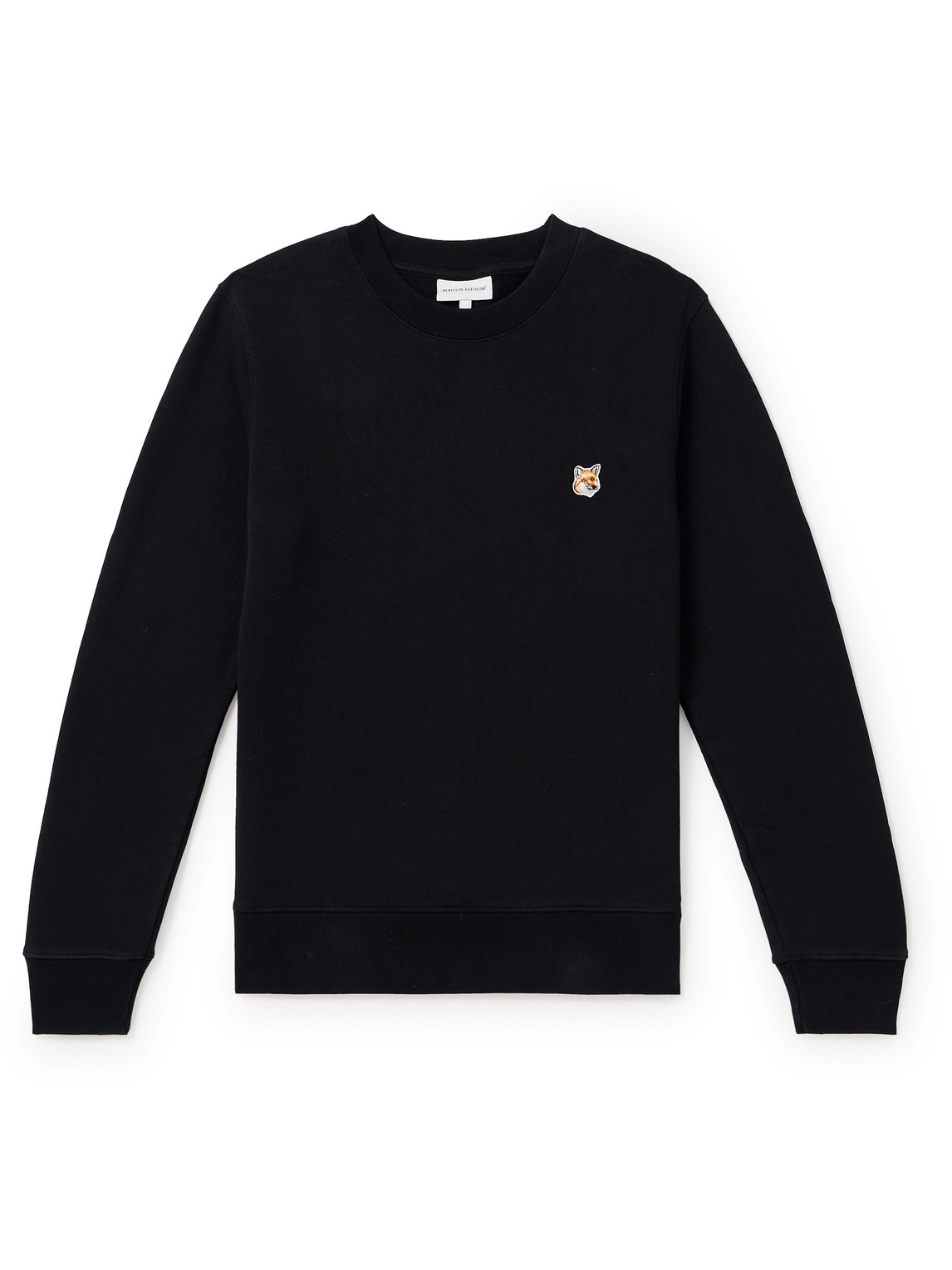 Maison Kitsuné - Logo-Appliquéd Cotton-Jersey Sweatshirt - Men - Black - S von Maison Kitsuné
