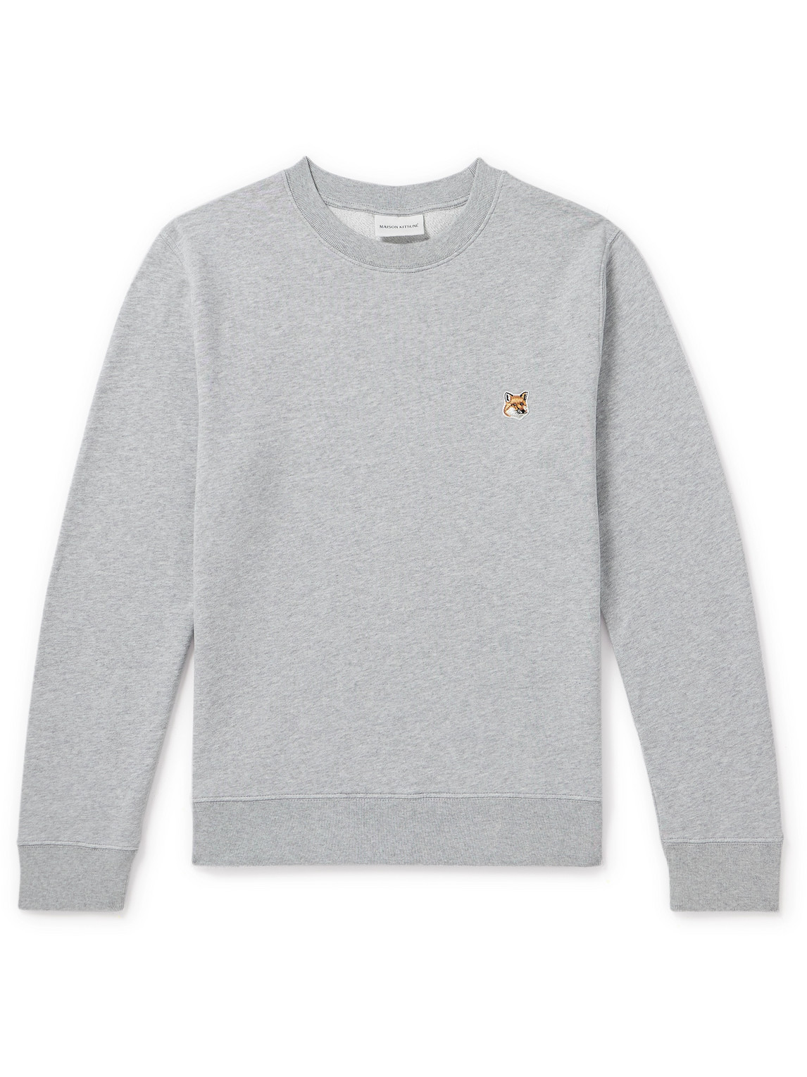 Maison Kitsuné - Logo-Appliquéd Cotton-Jersey Sweatshirt - Men - Gray - M von Maison Kitsuné