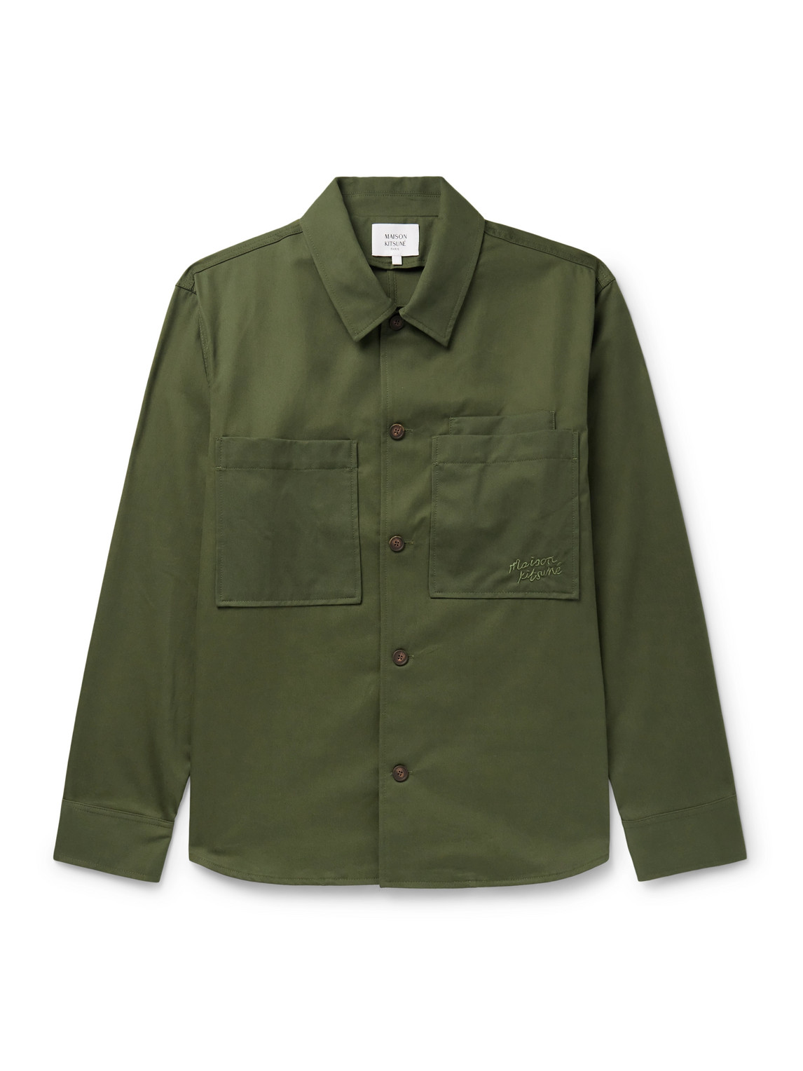 Maison Kitsuné - Logo-Embroidered Cotton-Twill Overshirt - Men - Green - XL Maison Kitsuné - Logo-Embroidered Cotton-Twill Overshirt - Men - Green - XL von Maison Kitsuné