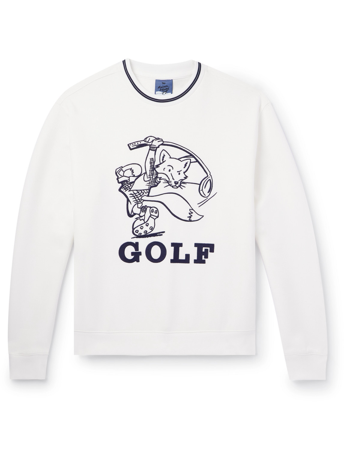 Maison Kitsuné - Logo-Embroidered Jersey Golf Sweatshirt - Men - Neutrals - XL von Maison Kitsuné
