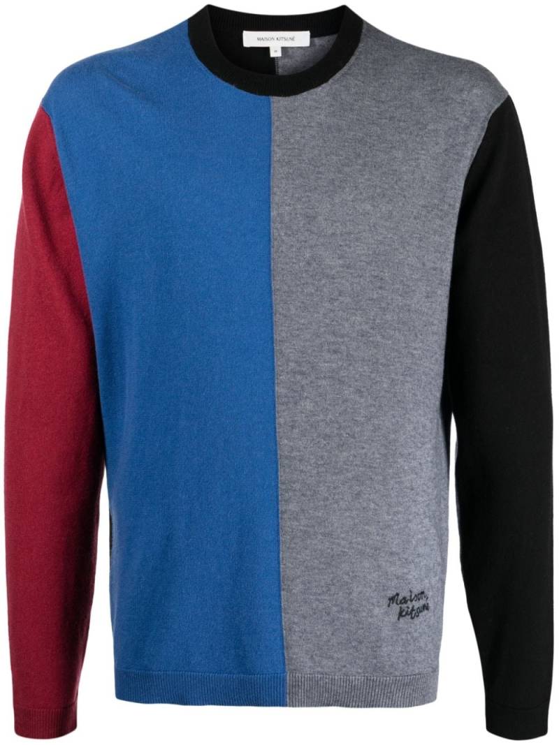 Maison Kitsuné Pullover in Colour-Block-Optik - Blau von Maison Kitsuné