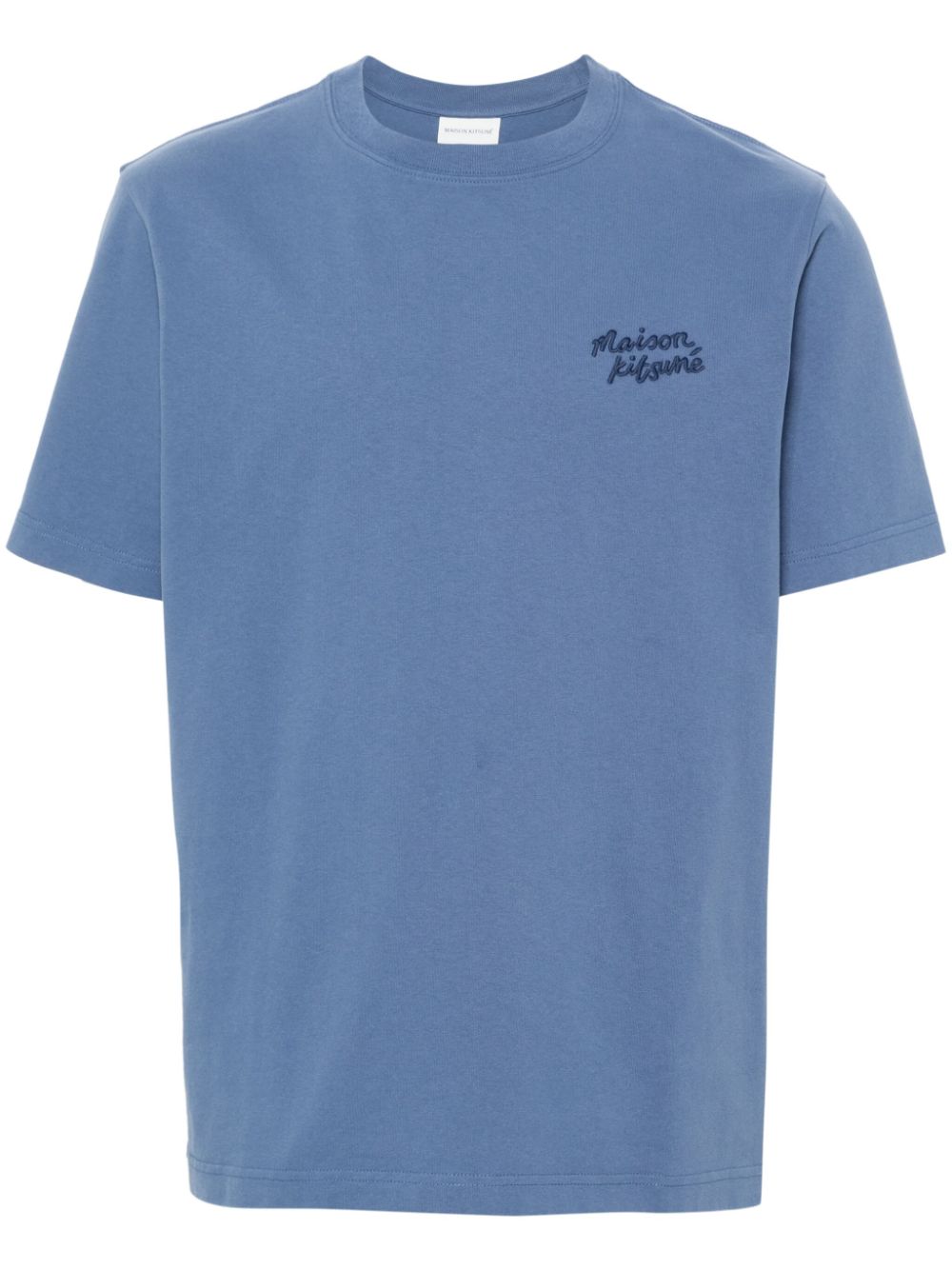 Maison Kitsuné T-Shirt mit Handschrift-Logo - Blau von Maison Kitsuné