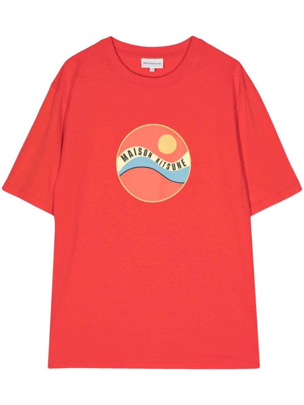 Maison Kitsuné T-Shirt mit Pop Wave-Print - Rot von Maison Kitsuné