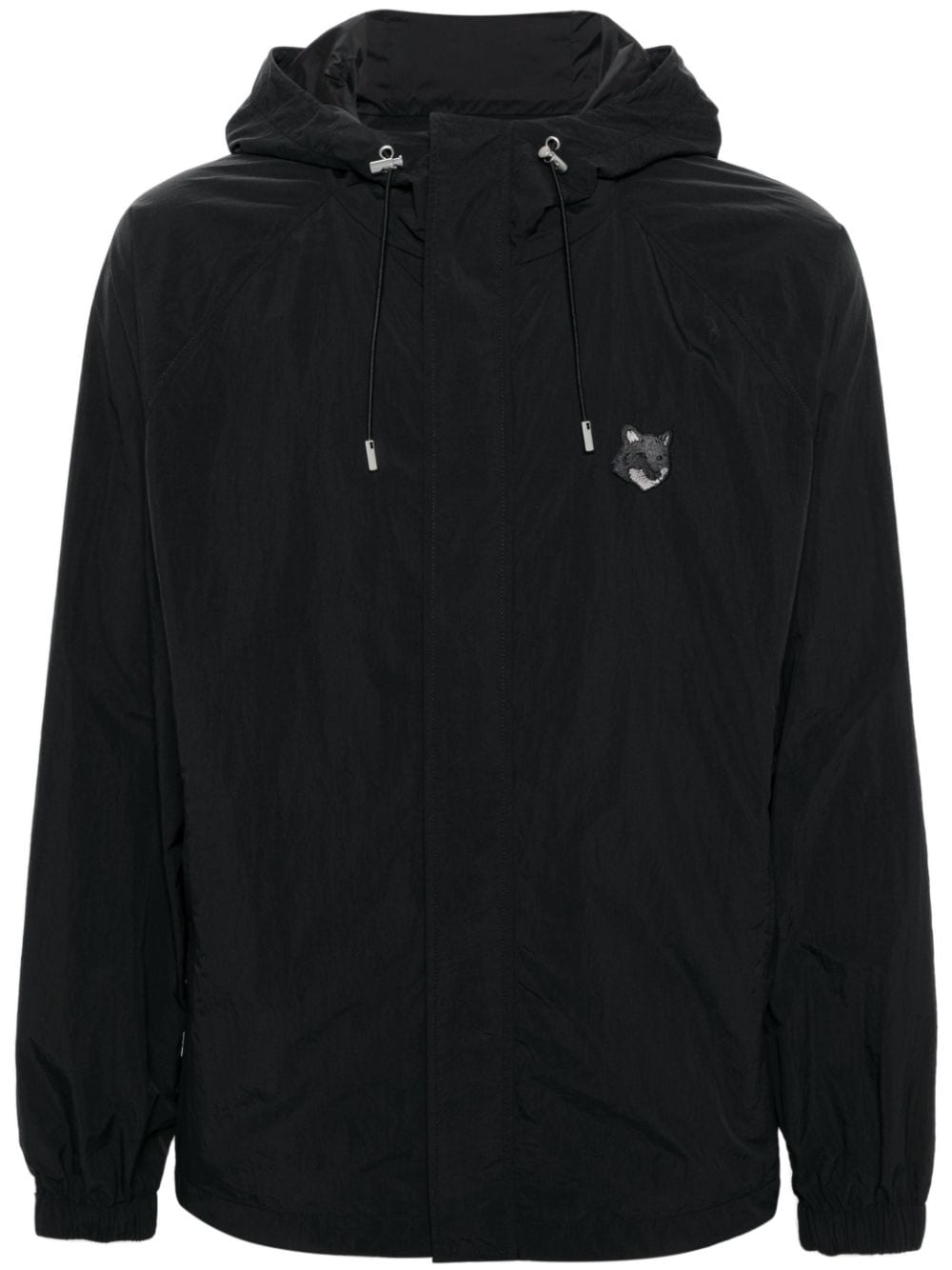 Maison Kitsuné Windbreaker in Knitteroptik mit Kapuze - Schwarz von Maison Kitsuné