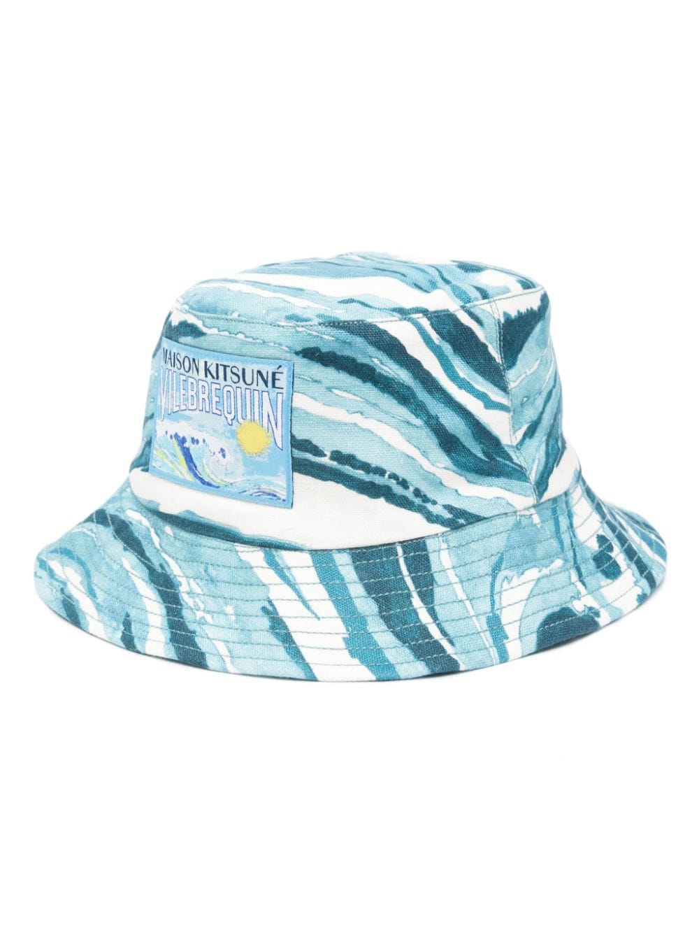 Maison Kitsuné abstract-pattern cotton bucket hat - Blau von Maison Kitsuné