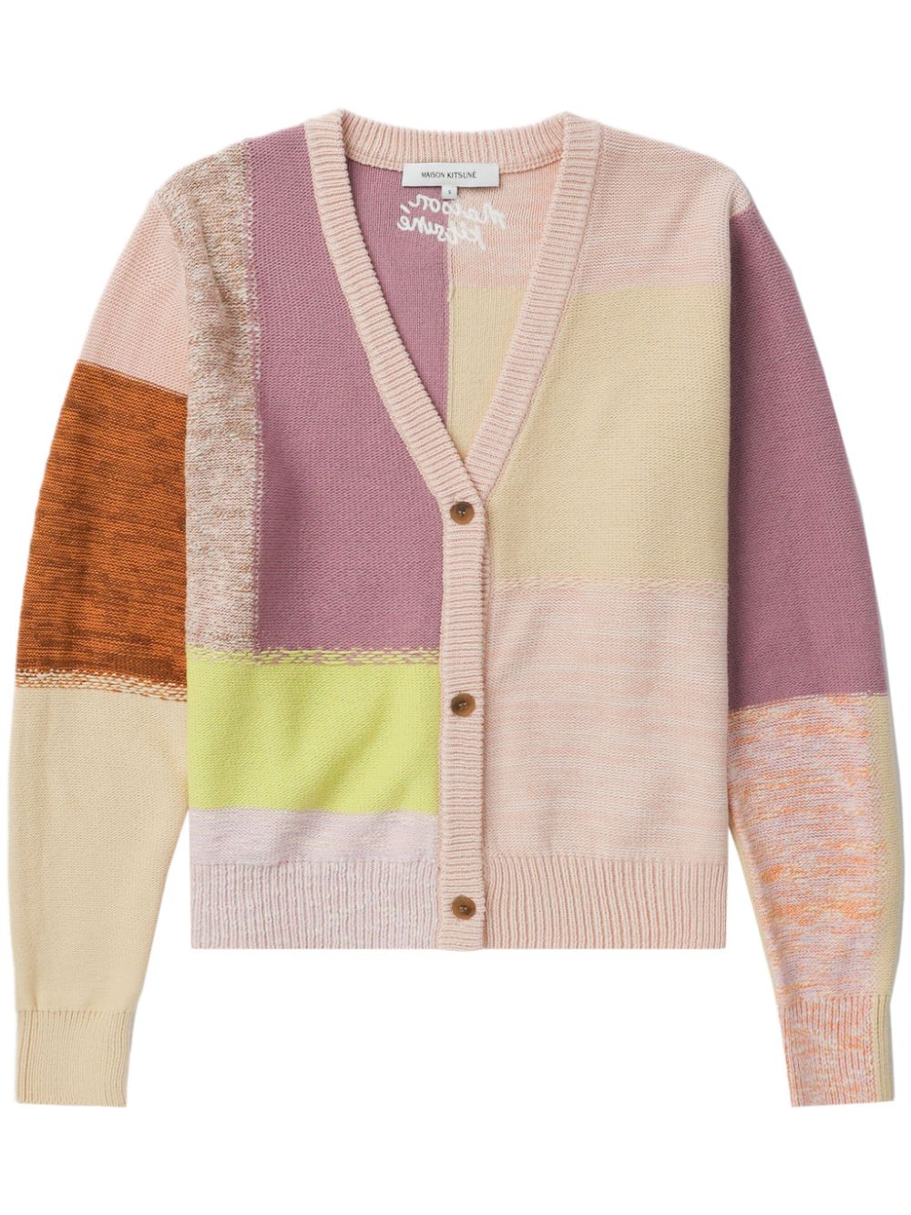 Maison Kitsuné Cardigan in Colour-Block-Optik - Nude von Maison Kitsuné