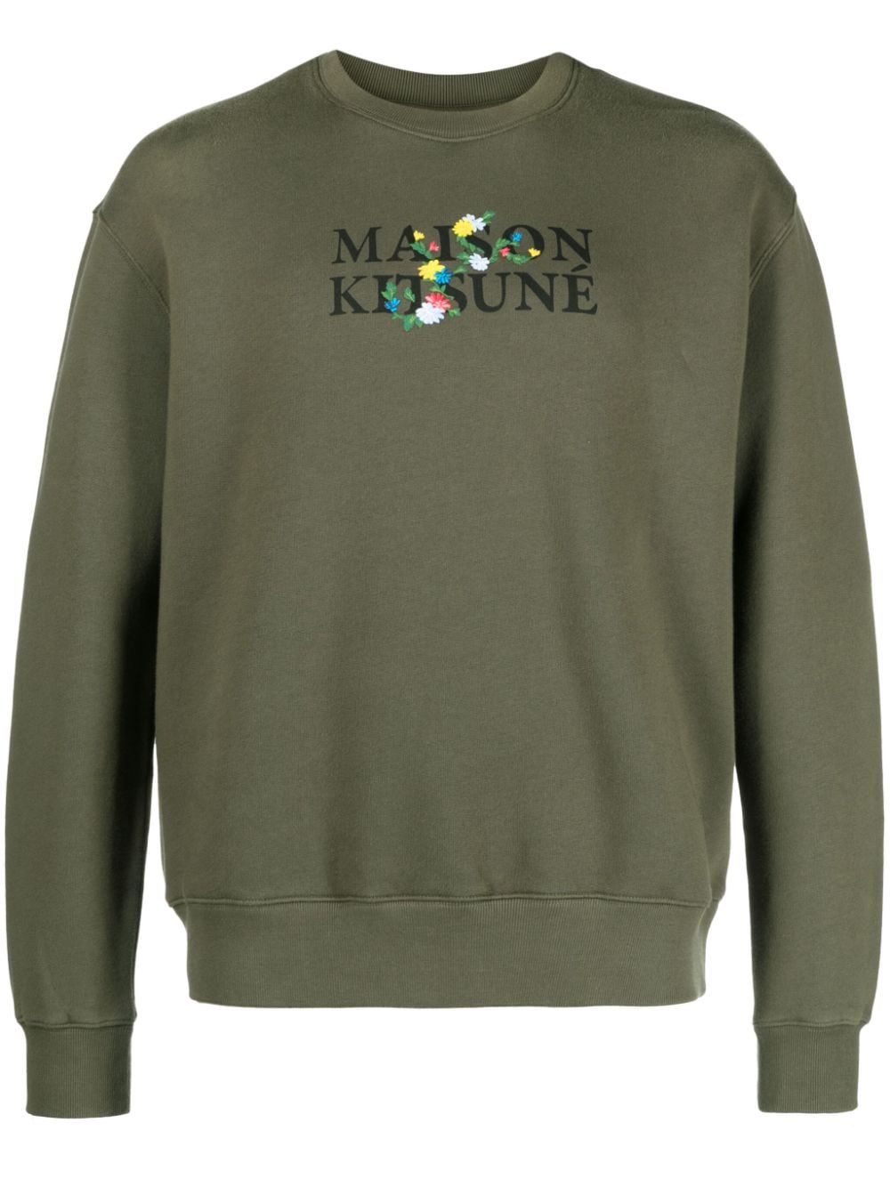 Maison Kitsuné Sweatshirt mit Blumenstickerei - Grün von Maison Kitsuné