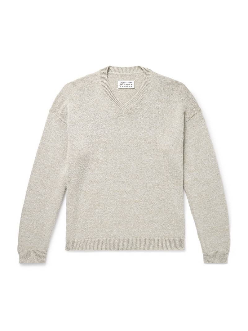 Maison Margiela - Cotton-Blend Bouclé Sweater - Men - Neutrals - XL von Maison Margiela