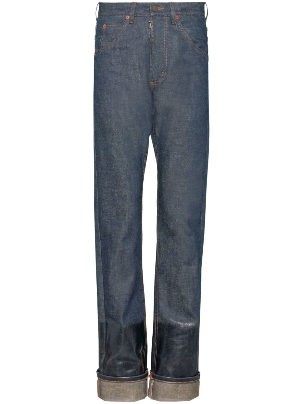 Maison Margiela Halbhohe Straight-Leg-Jeans mit lackiertem Finish - Blau von Maison Margiela