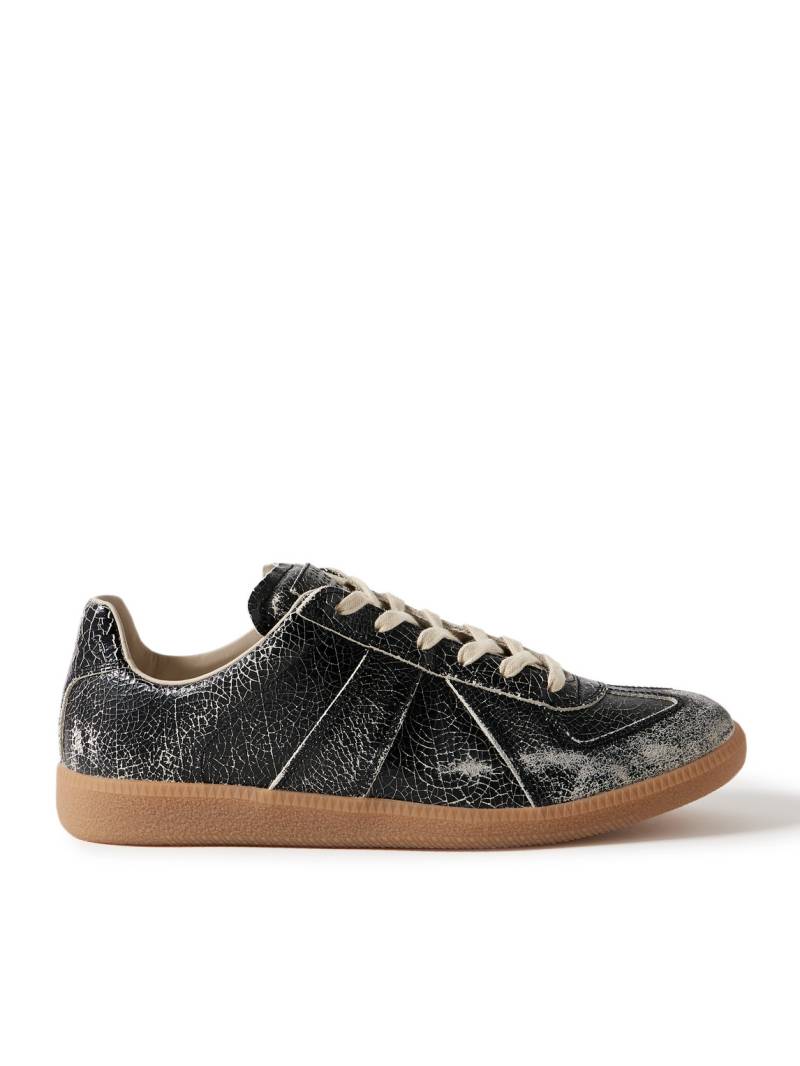 Maison Margiela - Replica Distressed Cracked-Leather Sneakers - Men - Black - EU 41.5 von Maison Margiela