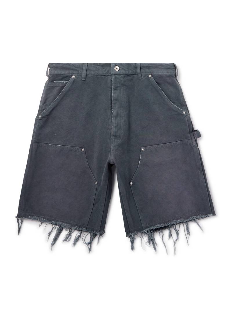Maison Margiela - Straight-Leg Panelled Frayed Cotton-Canvas Shorts - Men - Gray - UK/US 29 von Maison Margiela