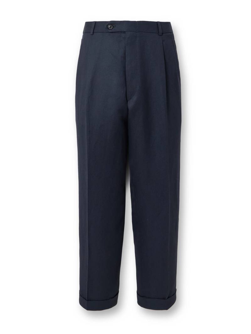 Maison Margiela - Straight-Leg Wool and Linen-Blend Trousers - Men - Blue - IT 54 von Maison Margiela