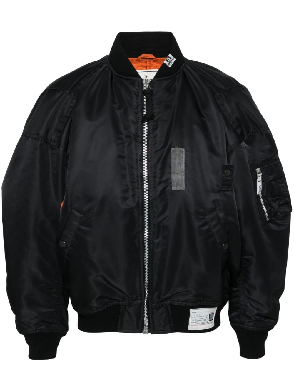 Maison Mihara Yasuhiro Gefütterte Bomberjacke mit Logo-Patch - Schwarz von Maison Mihara Yasuhiro