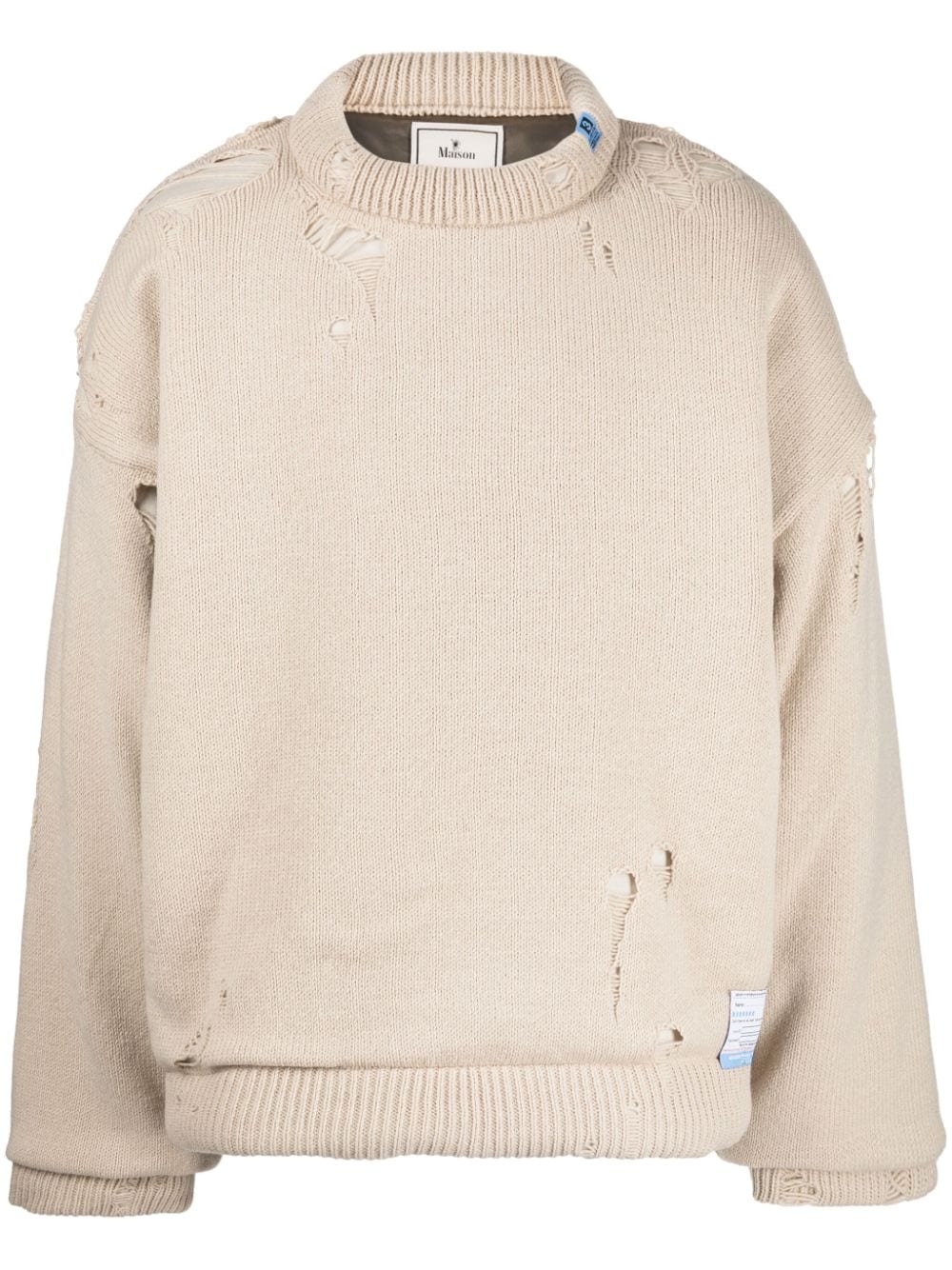 Maison Mihara Yasuhiro logo-patch wool-blend sweatshirt - Nude von Maison Mihara Yasuhiro