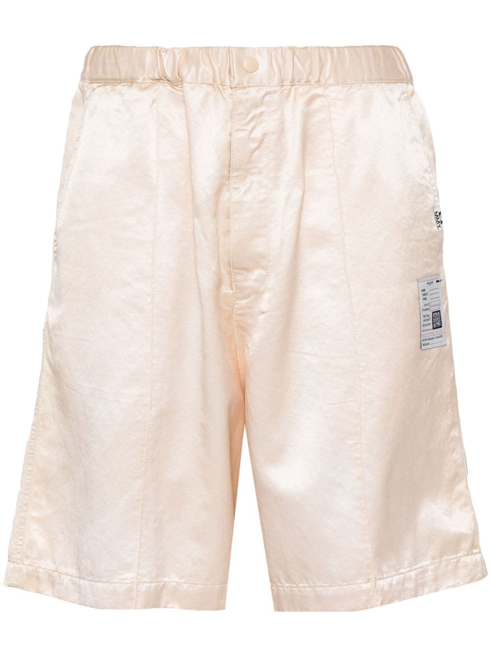 Maison MIHARA YASUHIRO Satin-Shorts mit Logo-Schild - Nude von Maison MIHARA YASUHIRO