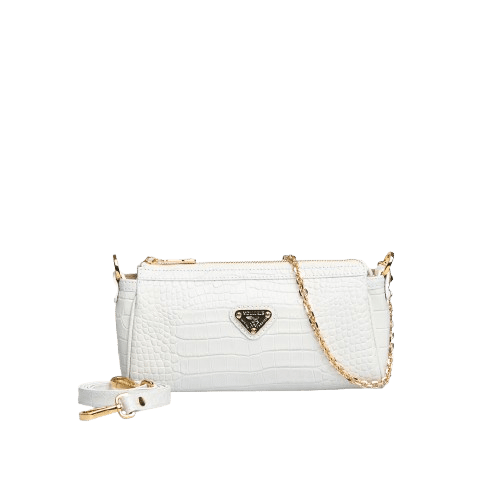 Maison Mollerus - Maison Mollerus Kalbsleder Croco Prägung, Weiß, Umhängetasche, Andeer, Gold von Maison Mollerus