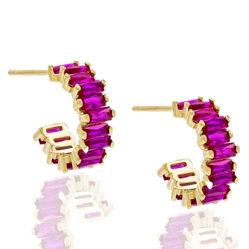 Maison Sophie ® Ohrringe Silber 925 Creolen Gold oder Silber | Bunte o. weiße Steine | Wasserfester Schmuck Damen | Mehrfach vergoldet mit 18k für lange Haltbarkeit | Recyceltes Silber von Maison Sophie