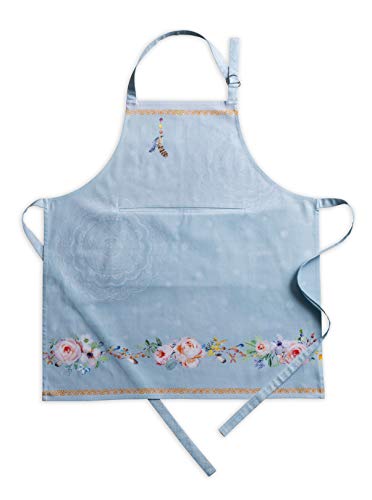 Maison d'Hermine Ibiza 100% Cotton 1-Piece Kitchen Apron with Adjustable Neck and Hidden Center Pocket with Long Ties for Women | Men | Chef | Home | Spring/Summer (Blue, 70cm x 85cm) von Maison d' Hermine