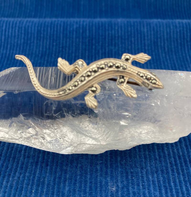 Hübsche Silber Salamander Brosche Mit Glitzernden Markasiten/ Vintage Hübsche Silber Salamander Brosche Mit Glitzernden Markasiten/ Vintage von MaisonBleuShop