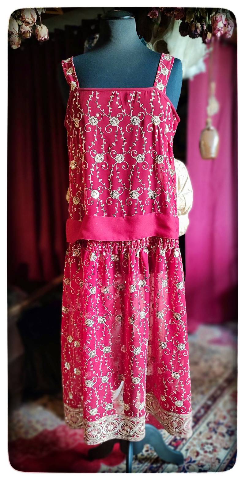 1920Er Jahre Abendkleid - Größe 42 Rot Flapper Vintage Gatsby Charleston von LaMaisonDeVerreStore