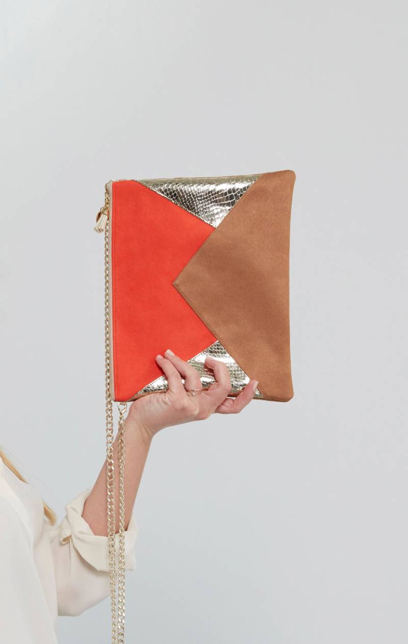 Tasche Emma Kamel Und Orange. | Veloursleder, Kunstleder Tasche Emma Kamel Und Orange. | Veloursleder, Kunstleder von MaisonZouzou
