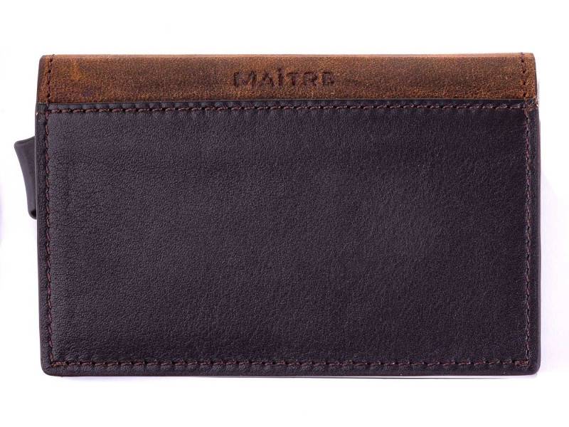 Maître Geldbörse c-one e-cage 4060001655 Kartenetui mit Schieber RFID darkbraun (1-tlg), Vintagelook von Maître