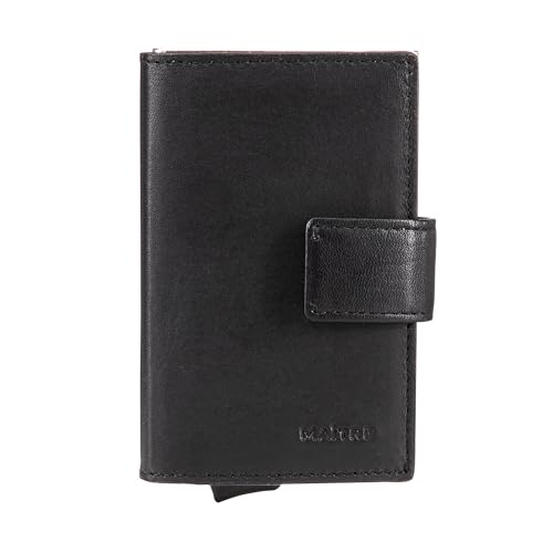 Maitre Kreditkartenhülle - Slim Wallet für Damen und Herren, mit RFID Blocker, Geldbörse mit Geldscheinfach, Kartenhalter mit Kreditkartenfach - f3 c-Two, Schwarz von Maitre