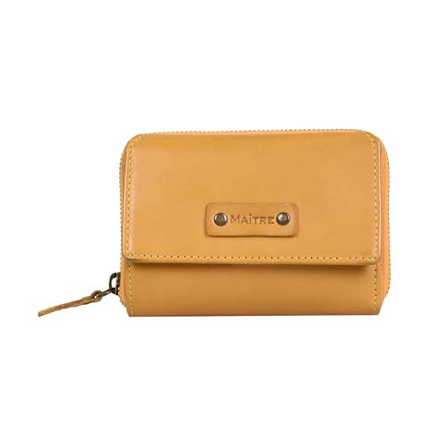 Maitre - Leder Geldbörse mit RFID Schutz, Münzfach & Scheinfach für Damen & Herren - Portemonnaie mit Kreditkartenfächern, Gelb von Maitre