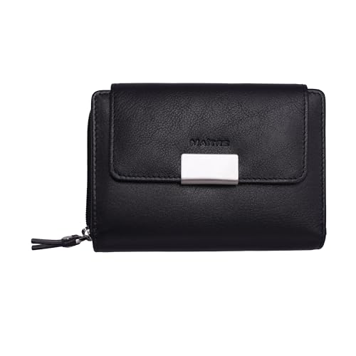 Maitre - Helena Diethilde Purse schwarz - Leder Geldbörse mit RFID Schutz, Münzfach & Scheinfach für Damen - Portemonnaie mit Kreditkartenfächern von Maitre
