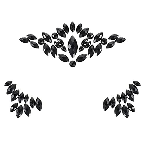 Maitys Gesicht Edelstein Aufkleber Halloween Leuchtend Temporär Strass Aufkleber Acryl Kristall Gesicht Körper Juwelen Leuchten im Dunkeln Wasserdicht Meerjungfrau Gesicht Zubehör (Schwarzer Stil) von Maitys