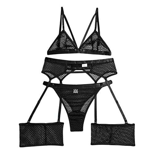 3-teilige Mesh Pure Dessous Fischernetz BH & Strumpfhosen Sets mit Strapsgürtel Sexy Dreiteiliges Babydoll Outfit, X-Large 3-teilige Mesh Pure Dessous Fischernetz BH & Strumpfhosen Sets mit Strapsgürtel Sexy Dreiteiliges Babydoll Outfit, X-Large von Maiyifu-GJ