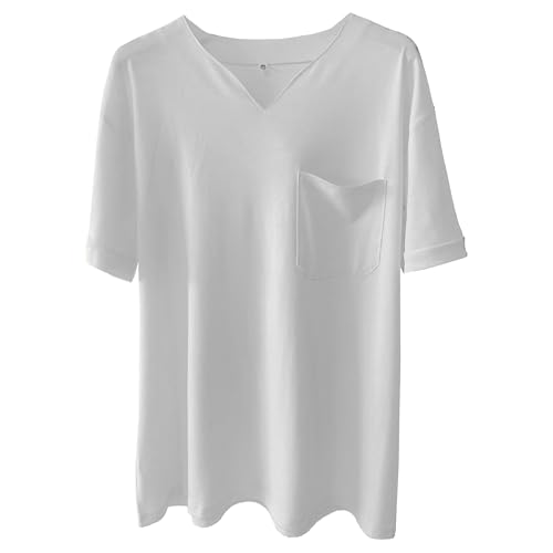 Herren Big & Tall Sommer Baumwolle V-Ausschnitt T-Shirts Atmungsaktiv Schnell Trocknend Relaxed Fit Tees Weich Leicht Casual Tops, Weiß, M Herren Big & Tall Sommer Baumwolle V-Ausschnitt T-Shirts Atmungsaktiv Schnell Trocknend Relaxed Fit Tees Weich Leicht Casual Tops, Weiß, M von Maiyifu-GJ