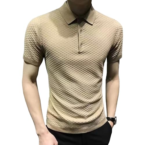 Herren Business Slim Fit Gestrickte Poloshirts Mode Casual Vielseitig Button Down Tees Sommer Atmungsaktive Tops, kaki, L Herren Business Slim Fit Gestrickte Poloshirts Mode Casual Vielseitig Button Down Tees Sommer Atmungsaktive Tops, kaki, L von Maiyifu-GJ