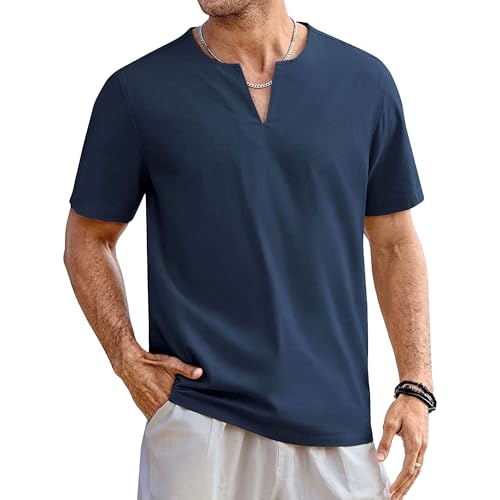 Herren Einfarbig Poloshirts Casual Atmungsaktive Baumwolle Kurzarm T-Shirts Mode Vielseitig Komfort Fit T-Shirts, Marineblau, L Herren Einfarbig Poloshirts Casual Atmungsaktive Baumwolle Kurzarm T-Shirts Mode Vielseitig Komfort Fit T-Shirts, Marineblau, L von Maiyifu-GJ