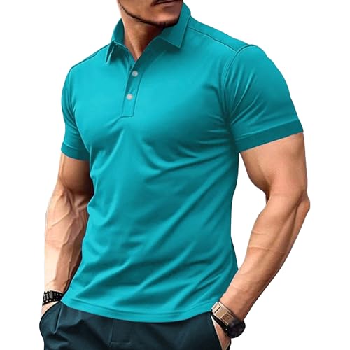 Herren Kragen Sport Outdoor Poloshirts Atmungsaktiv Leichte T-Shirts Sommer Kurzarm Tops, hell blau, L Herren Kragen Sport Outdoor Poloshirts Atmungsaktiv Leichte T-Shirts Sommer Kurzarm Tops, hell blau, L von Maiyifu-GJ
