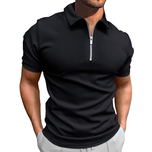 Herren Plus Größe Business Casual Tops Sommer Einfarbig Kragen Polo Shirts Atmungsaktive Casual Fit Tees, blacks, 4XL Herren Plus Größe Business Casual Tops Sommer Einfarbig Kragen Polo Shirts Atmungsaktive Casual Fit Tees, blacks, 4XL von Maiyifu-GJ