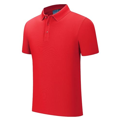 Herren-Poloshirt, Übergröße, locker, atmungsaktiv, schnelltrocknend, mit Kragen, lässig, athletisch, einfarbig, leicht, Rot D, 3XL Herren-Poloshirt, Übergröße, locker, atmungsaktiv, schnelltrocknend, mit Kragen, lässig, athletisch, einfarbig, leicht, Rot D, 3XL von Maiyifu-GJ