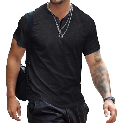 Herren-Poloshirt mit Knopfleiste, atmungsaktiv, schnelltrocknend, leicht, weich, feuchtigkeitsableitend, Schwarz, L Herren-Poloshirt mit Knopfleiste, atmungsaktiv, schnelltrocknend, leicht, weich, feuchtigkeitsableitend, Schwarz, L von Maiyifu-GJ