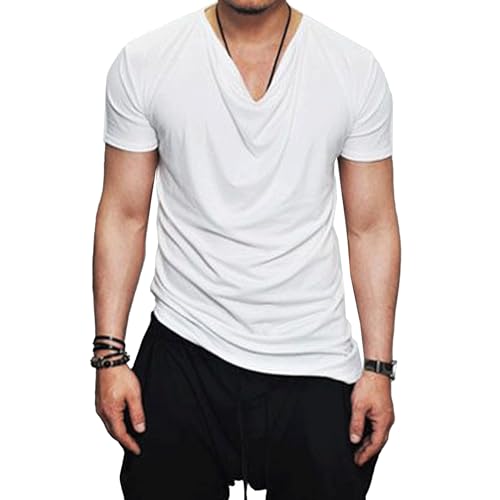 Herren Slim Fit Einfarbig T-Shirts Rundhals Sommer Casual Tees Lose Athletische Kurzarm Tops, blank, 3XL Herren Slim Fit Einfarbig T-Shirts Rundhals Sommer Casual Tees Lose Athletische Kurzarm Tops, blank, 3XL von Maiyifu-GJ