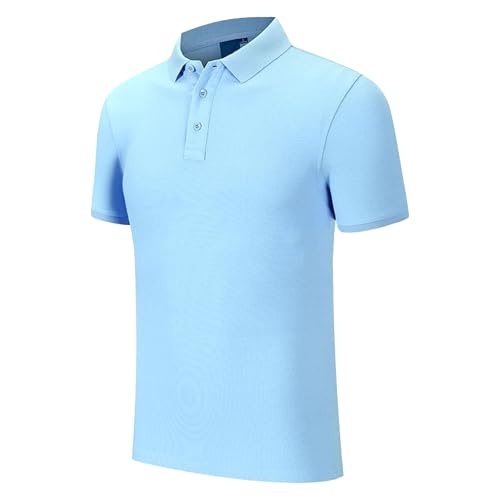Herren Sommer Plus Größe Poloshirts Lose Kragen Atmungsaktive Sportliche Tees Einfarbig Klassische Tops, hell blau, XL Herren Sommer Plus Größe Poloshirts Lose Kragen Atmungsaktive Sportliche Tees Einfarbig Klassische Tops, hell blau, XL von Maiyifu-GJ
