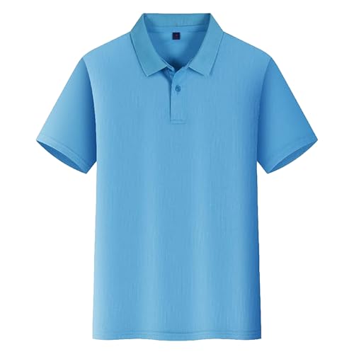 Herren Sommer Plus Größe Poloshirts Lose Kragen Atmungsaktive Sportliche Tees Einfarbig Klassische Tops, light bluea, M Herren Sommer Plus Größe Poloshirts Lose Kragen Atmungsaktive Sportliche Tees Einfarbig Klassische Tops, light bluea, M von Maiyifu-GJ