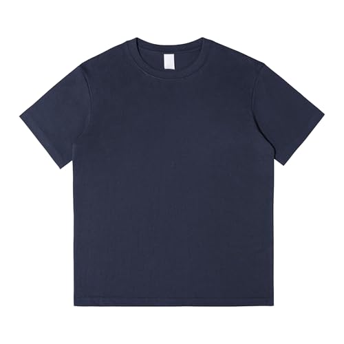 Herren-T-Shirt, Frühling, Sommer, vielseitig, stilvoll, Rundhalsausschnitt, kurzärmelig, schwer, lässig, einfarbig, Tops, Marineblau, L Herren-T-Shirt, Frühling, Sommer, vielseitig, stilvoll, Rundhalsausschnitt, kurzärmelig, schwer, lässig, einfarbig, Tops, Marineblau, L von Maiyifu-GJ